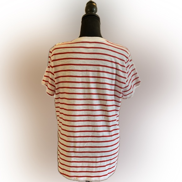 Old Navy, everywhere, size large, soft, white red striped T-shirt, short sleeve - Picture 9 of 10